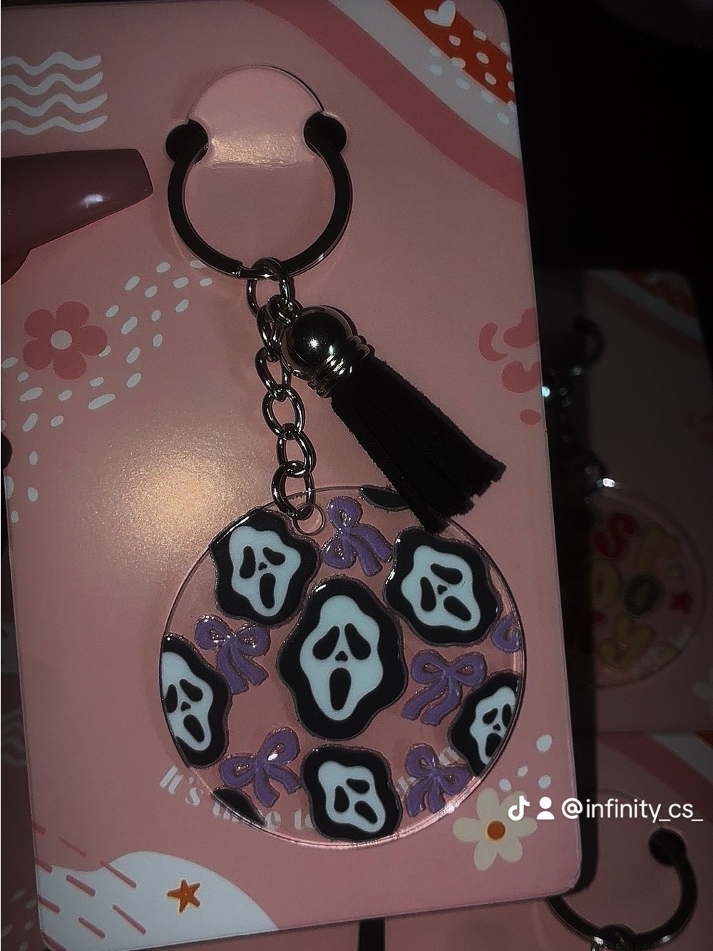 Black Tassel Keychain with Ghost Face Charms - Unbranded